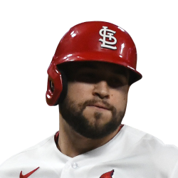 Cardinals Authentics: Game Worn Dylan Carlson Red Batting Helmet